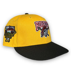 New Era Pirates Yellow Black Red Grey Bottom 59Fifty 5950 Patch Fitted Cap Hat