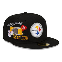 New Era Pittsburgh Steelers Cluster Gray Yellow Red 59Fifty 5950 Fitted Patch