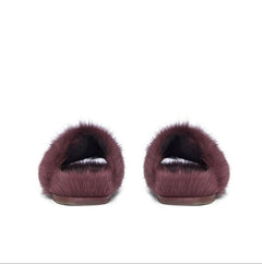 RICK OWENS FUR GRANOLAS SLIDE AMETHYST PURPLE VIOLET SLIDE SANDAL SLIPPERS