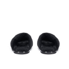 RICK OWENS FUR GRANOLAS BLACK SLIDE SANDAL SLIPPERS