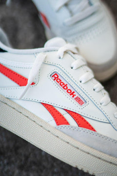 Reebok Club C Revenge White Infrared Orange Black Sneaker Shoe Trainer
