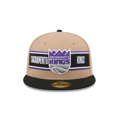 New Era Sacramento Kings '24 Draft Beige Black Gray 59Fifty 5950 Patch Fitted