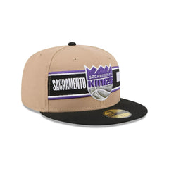 New Era Sacramento Kings '24 Draft Beige Black Gray 59Fifty 5950 Patch Fitted