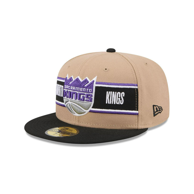 New Era Sacramento Kings '24 Draft Beige Black Gray 59Fifty 5950 Patch Fitted
