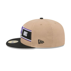 New Era Sacramento Kings '24 Draft Beige Black Gray 59Fifty 5950 Patch Fitted