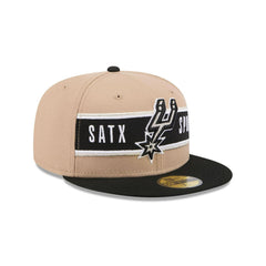 New Era San Antonio Spurs Tan Black Gray 59Fifty 5950 Patch Fitted Cap Hat
