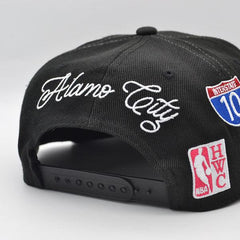 Mitchell And Ness San Antonio Spurs HYPERLOCAL Black Pink Gray Patch Snapback