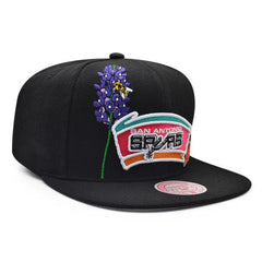 Mitchell And Ness San Antonio Spurs FLOWER TIME Black Purple Pink Gray Snapback