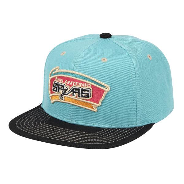 Mitchell And Ness San Antonio Spurs CONTRAST STITCH Teal Black Patch Snapback