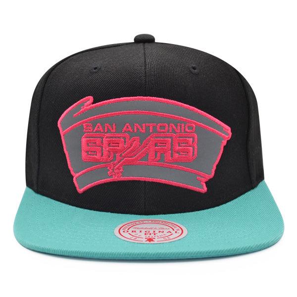 Mitchell And Ness San Antonio Spurs NBA REFLECTIVE Black Teal Pink Snapback Hat