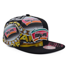 Mitchell and Ness San Antonio Spurs SUPER REMIX Black Pink Teal Gray Snapback
