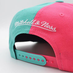 Mitchell And Ness San Antonio Spurs DIAMOND CUT Teal Pink Green Patch Snapback