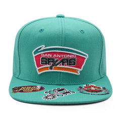 Mitchell And Ness San Antonio Spurs NBA FRONT LOADED Teal Red Patch Snapback Hat