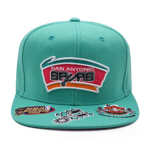 Mitchell And Ness San Antonio Spurs NBA FRONT LOADED Teal Red Patch Snapback Hat