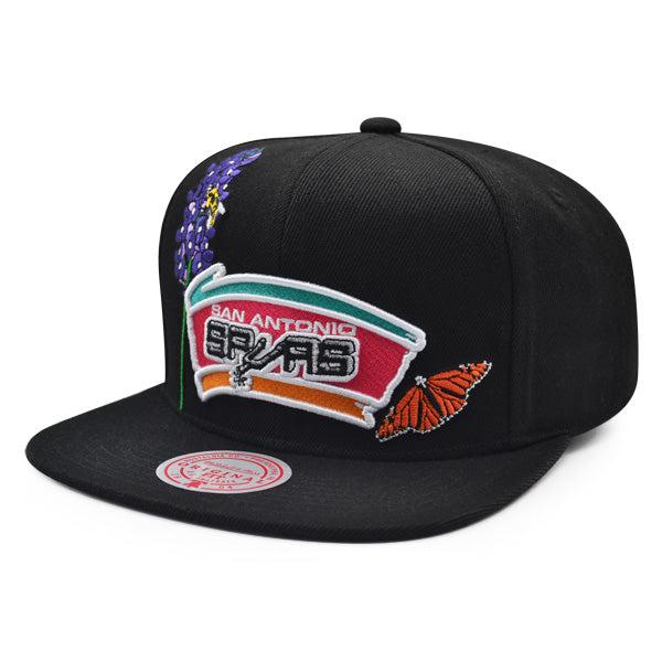 Mitchell And Ness San Antonio Spurs FLOWER TIME Black Purple Pink Gray Snapback