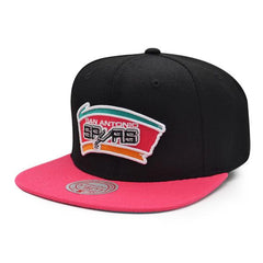 Mitchell And Ness San Antonio Spurs CLASSIC 2Tone Black Pink Teal Patch Snapback