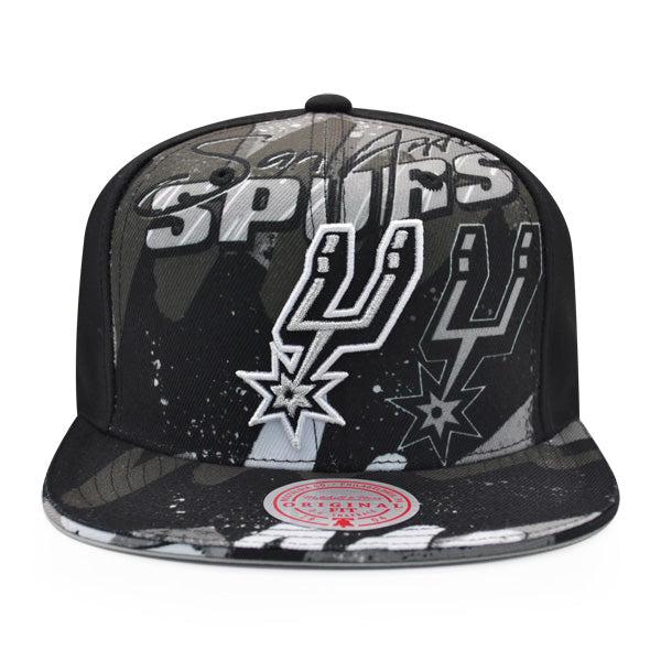Mitchell And Ness San Antonio Spurs HYPER LOOPS Black White Gray Patch Snapback