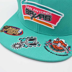 Mitchell And Ness San Antonio Spurs NBA FRONT LOADED Teal Red Patch Snapback Hat