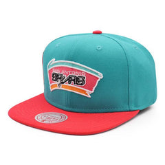 Mitchell And Ness San Antonio Spurs JUMBOTRON Teal Pink Gray Patch Snapback Hat