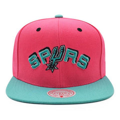Mitchell And Ness San Antonio Spurs RELOAD Pink Teal Black Patch Snapback Hat