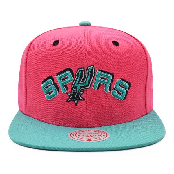 Mitchell And Ness San Antonio Spurs RELOAD Pink Teal Black Patch Snapback Hat