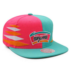 Mitchell And Ness San Antonio Spurs DIAMOND CUT Teal Pink Green Patch Snapback