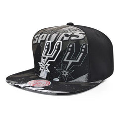 Mitchell And Ness San Antonio Spurs HYPER LOOPS Black White Gray Patch Snapback