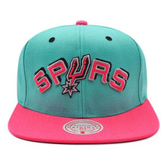 Mitchell And Ness San Antonio Spurs RELOAD Teal Pink Black Patch Snapback Hat