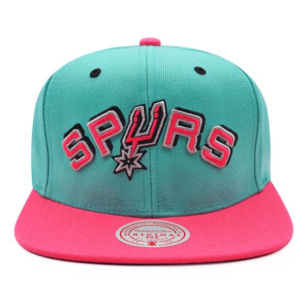 Mitchell And Ness San Antonio Spurs RELOAD Teal Pink Black Patch Snapback Hat