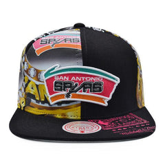 Mitchell and Ness San Antonio Spurs SUPER REMIX Black Pink Teal Gray Snapback