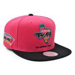 Mitchell And Ness San Antonio Spurs TEAM INSIDER Pink Black Gray Patch Snapback