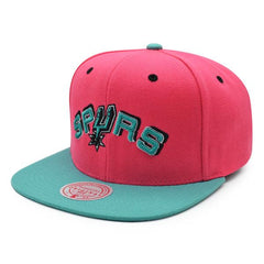 Mitchell And Ness San Antonio Spurs RELOAD Pink Teal Black Patch Snapback Hat