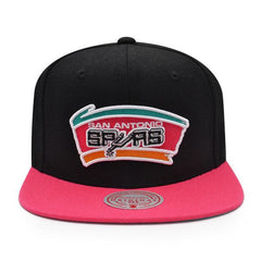 Mitchell And Ness San Antonio Spurs CLASSIC 2Tone Black Pink Teal Patch Snapback