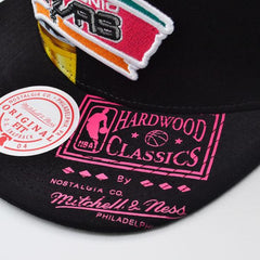 Mitchell and Ness San Antonio Spurs SUPER REMIX Black Pink Teal Gray Snapback