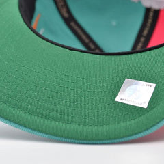Mitchell And Ness San Antonio Spurs DIAMOND CUT Teal Pink Green Patch Snapback