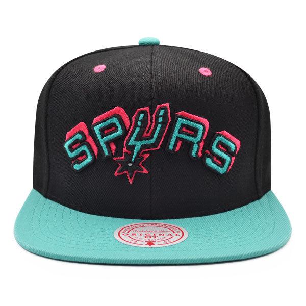 Mitchell And Ness San Antonio Spurs RELOAD Black Teal Pink Patch Snapback Hat