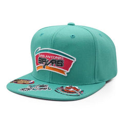 Mitchell And Ness San Antonio Spurs NBA FRONT LOADED Teal Red Patch Snapback Hat