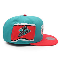 Mitchell And Ness San Antonio Spurs JUMBOTRON Teal Pink Gray Patch Snapback Hat