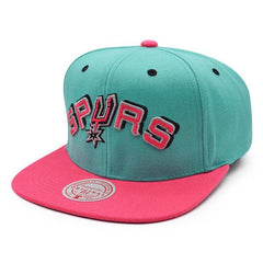 Mitchell And Ness San Antonio Spurs RELOAD Teal Pink Black Patch Snapback Hat