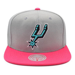 Mitchell And Ness San Antonio Spurs GRAY TIMES Gray Teal Black Pink Snapback Hat
