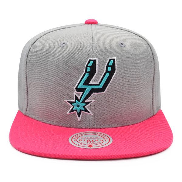 Mitchell And Ness San Antonio Spurs GRAY TIMES Gray Teal Black Pink Snapback Hat