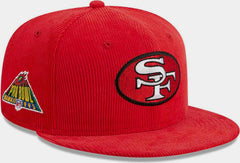 New Era San Francisco 49ers Corduroy Red White Yellow 59Fifty 5950 Patch Fitted
