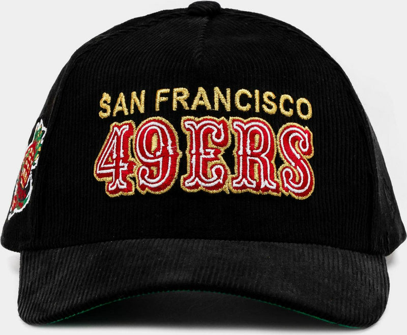 New Era San Francisco 49ers Corduroy Black Red Yellow 9Forty Patch Snapback