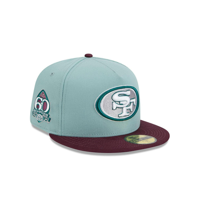 New Era San Francisco 49ers Beach Kiss Blue Gray 59Fifty 5950 Patch Fitted Hat