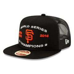 New Era San Francisco Giant Trucker Black White Orange 9Fifty 950 Patch Snapback