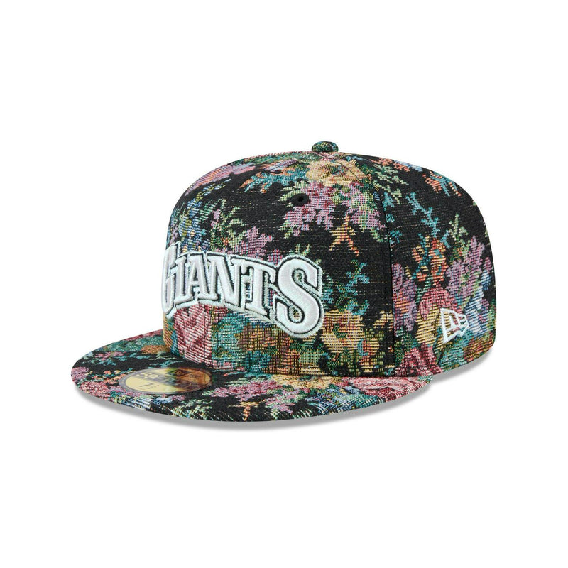 New Era SF Giants Floral Jacquard Black White Gray 59Fifty 5950 Patch Fitted Hat