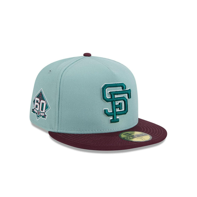 New Era San Francisco Giants Beach Kiss Blue Gray 59Fifty 5950 Patch Fitted Cap