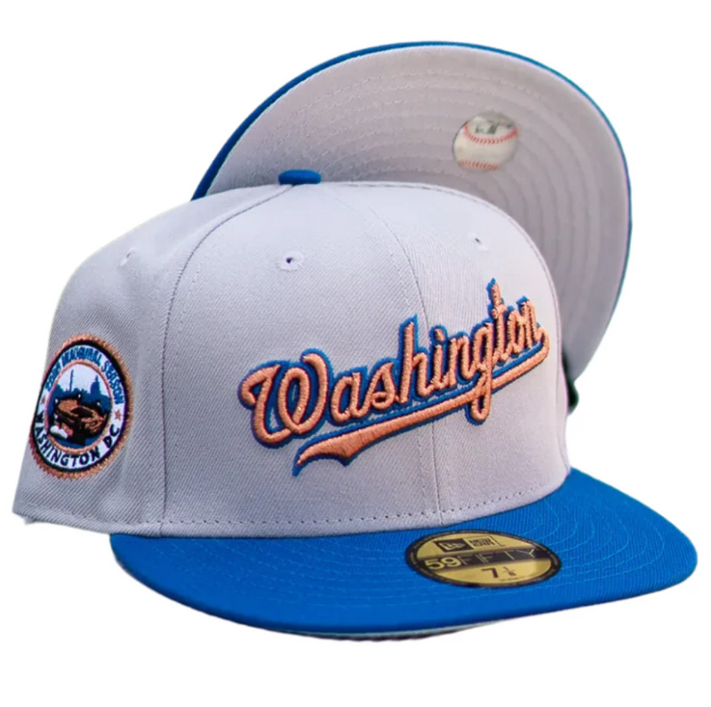 New Era Washington Nationals Grey Rust Blue 59Fifty 5950 Patch Fitted Cap Hat