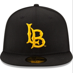 New Era Long Beach Glow Black Yellow Corduroy 59Fifty 5950 Patch Fitted Cap Hat