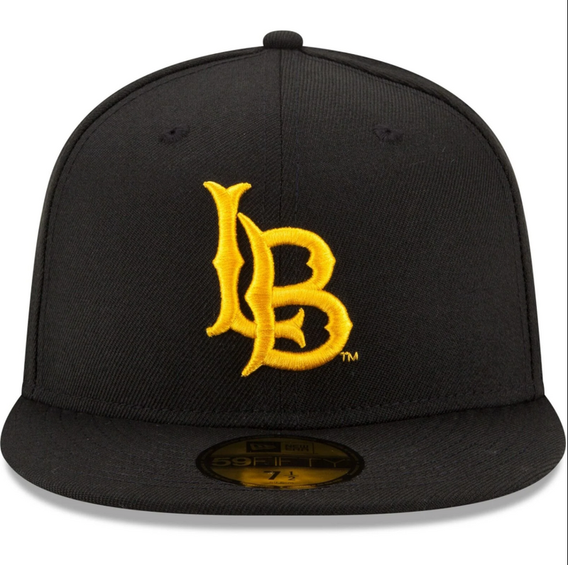 New Era Long Beach Glow Black Yellow Corduroy 59Fifty 5950 Patch Fitted Cap Hat